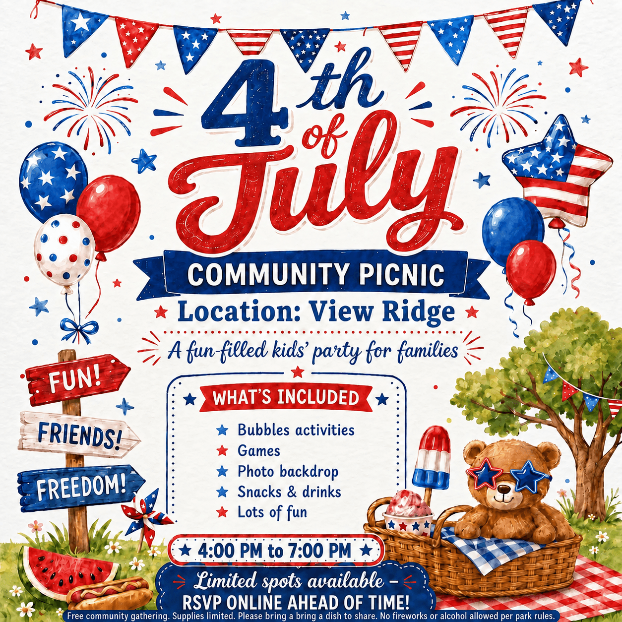4th of July Community Picnic! flyer